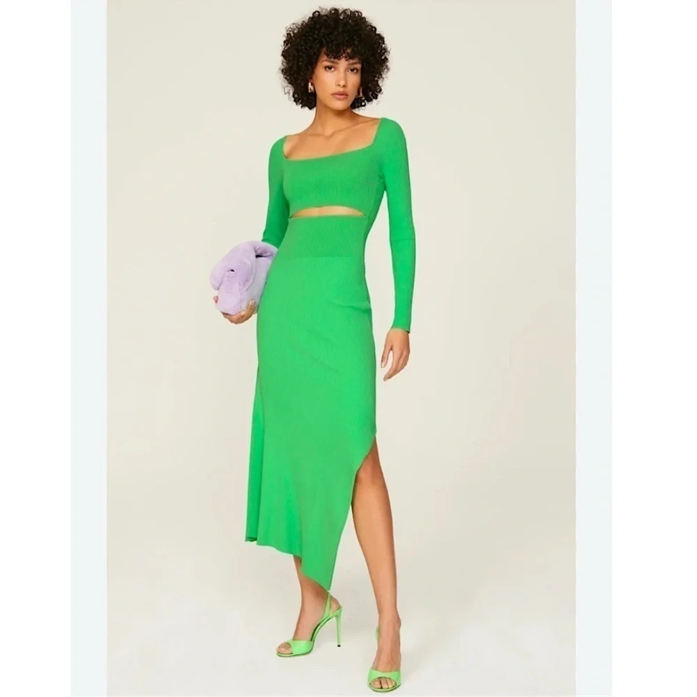 alc clara cutout ribbed dress A.L.C. Clara Cutout Midi Dress